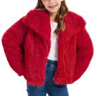 Casaco de pele sintética Rousytn Girls Fluffy Furry, de 5 a 6 anos, vermelho