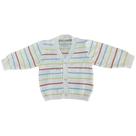 Casaco de Tricô de Bebê Listrado Cores Tricô Kids Branco