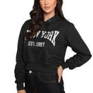 Casaco Feminina Cropped Moletom com Estampa e Capuz