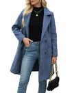 Casaco feminino Bankeng, mistura de lã de inverno, camelo, azul médio Casaco feminino Bankeng, mistura de lã de inverno, camelo, azul médio