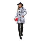 Casaco Feminino Cardigan Alongado de Tricô Xadrez com Bolsos Quentinho e Confortável Perfeito para o Frio Moda Comfy