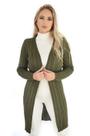 Casaco Feminino Cardigan Tricô Longo Canelado Livora Verde