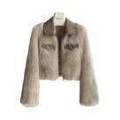 Casaco Feminino Coreano Chique De Inverno E Outono Com Gola Polo E Pelo Sintético De Raposa, Jaqueta Casaco Feminino Coreano Chique De Inverno E Outono Com Gola Polo E Pelo Sintético De Raposa, Jaqueta