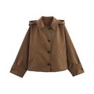 Casaco Feminino De Outono Com Capuz E Lapela, Manga Longa, Abotoamento Simples, Jaqueta Curta Casaco Feminino De Outono Com Capuz E Lapela, Manga Longa, Abotoamento Simples, Jaqueta Curta