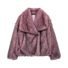 Casaco Feminino Elegante De Pele Sintética Quente E Macio Com Manga Longa E Gola Lapela Moda