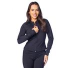 Casaco Feminino Estilo do Corpo Zíper Preto