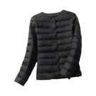 Casaco Feminino Leve De Plumas Com Gola O Ou Gola V, Jaqueta Puffer Acolchoada Com Forro De Pena De