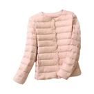 Casaco Feminino Leve De Plumas Com Gola O Ou Gola V, Jaqueta Puffer Acolchoada Com Forro De Pena De