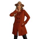 Casaco Feminino Longo de Tricô Acinturado com Botões Inverno Elegante Caramelo