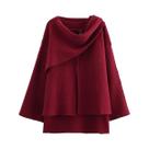 Casaco Feminino Oversize De Tricô Para Outono/Inverno, Casual, Elegante, Com Fenda Assimétrica E