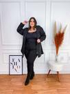Casaco Feminino Plus Size em Microfibra Preto