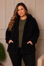 Casaco Feminino Plus Size Teddy Lanzinha Com Capuz Inverno 2026 - Preto - G3