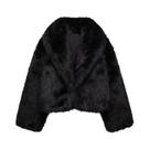 Casaco Feminino Preto De Pele Sintética Manga Longa Quente Outono Inverno Jaqueta Pelúcia Streetwear