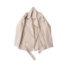 Casaco Feminino Solto Casual De material sintético PU Com Ombro Caído, Cinto E Estilo Motociclista Para