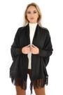Casaco Feminino Tricô Capa Kimono Tricot com Franjas Livora