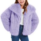 Casaco Flygo Girls Faux Fur Kids Fluffy Warm Winter Purple