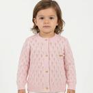 Casaco Folhas Tricô Kids Rosa Claro