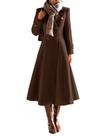 Casaco IDEALSANXUN Chocolate Brown Wool Trench para mulheres