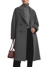 Casaco impermeável feminino Pea Coat Flygo, trespassado, cinza-S