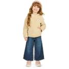 Casaco Infantil Menina Com Capuz Pêlo Fleece Marfim - Angerô