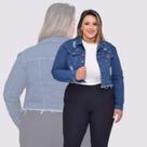 Casaco Jeans Feminino Jaqueta Curta Despojada Curve Size Jaquetinha