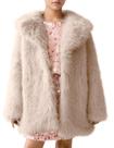 Casaco Kissonic Girls Faux Fur Fluffy Warm Winter Jaqueta bege