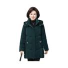 Casaco Longo Acolchoado Feminino De Inverno Com Capuz E Bolsos Para Mulheres De Meia-Idade