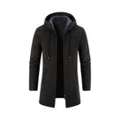 Casaco Longo De Inverno Para Homens Navy Com Forro De Fleece, Zíper E Cardigã De Tricô Casaco Longo De Inverno Para Homens Navy Com Forro De Fleece, Zíper E Cardigã De Tricô