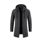 Casaco Longo De Inverno Para Homens Navy Com Forro De Fleece, Zíper E Cardigã De Tricô Casaco Longo De Inverno Para Homens Navy Com Forro De Fleece, Zíper E Cardigã De Tricô
