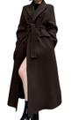 Casaco longo feminino CHARTOU de lã, transpassado e com cinto Casaco longo feminino CHARTOU de lã, transpassado e com cinto