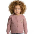 Casaco Losango Trabalhado Tricô Kids Rosa Antigo Rose