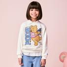 Casaco Menina Momi em Moletom Ursinho Pooh na cor Off Tamanho:8