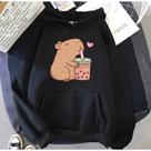 Casaco Moletom Feminino Corações Estilo Tumblr Capuz Bolso Inverno Conforto Casaco Moletom Feminino Corações Estilo Tumblr Capuz Bolso Inverno Conforto