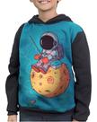 Casaco Moletom Infantil Astronauta Pescador Pescando Lua