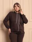 Casaco Moletom Plus Size Feminina Com Capuz E Ziper Inverno