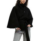 Casaco Poncho Pea Coat Zoziiee, elegante gola alta, preto