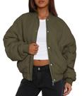 Casaco PRETTYGARDEN Jaqueta Bomber Matelassê Cropped Verde Militar G