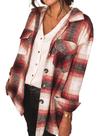 Casaco PRETTYGARDEN Jaqueta Shacket Xadrez Vermelha P Pequena