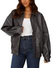 Casaco PRETTYGARDEN Oversized de material sintético Cinza Zíper XXL