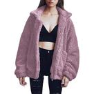 Casaco PRETTYGARDEN Oversized de Sherpa Fleece com Pelo Sintético Rosa Escuro XL