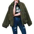 Casaco PRETTYGARDEN Oversized Verde de Sherpa Fleece com Pelo Sintético M