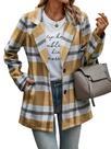 Casaco PRETTYGARDEN Shacket Xadrez Botões Amarelo P