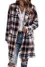 Casaco PRETTYGARDEN Shacket Xadrez em Lã Marrom Tamanho Grande Casaco PRETTYGARDEN Shacket Xadrez em Lã Marrom Tamanho Grande