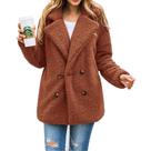 Casaco PRETTYGARDEN Sherpa Fleece Pelúcia Marrom Médio