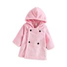Casaco Rosa De Lã Com Capuz Para Bebês Meninas, Conjunto De 2 Peças Com Sobretudo Com Botões E Casaco Rosa De Lã Com Capuz Para Bebês Meninas, Conjunto De 2 Peças Com Sobretudo Com Botões E