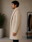 Casaco Sobretudo Masculino Inverno Forrado Pelinho Premium Cor:Off White / Bege ClaroTamanho:P