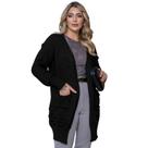 Casaco Sobretudo Tricô Feminino Manga Longa Quimono Frio -