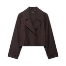 Casaco Trench Clássico Feminino Curto Com Lapela E Botões Duplos, Moda Casual De Outono