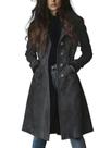 Casaco Trench Coat, camurça longa, peito único, cinza escuro, XL