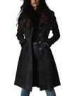 Casaco Trench Coat Utcoco, longo, couro de camurça, peito único, feminino